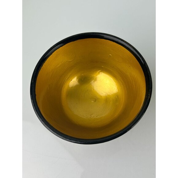 Vintage USSR Russian Wooden Lacquered Small Bowls Set of 2 Red Berries Gold Blck - Picture 7 of 16